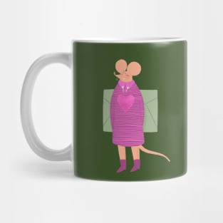 Cute girl mouse in pink dress with love letter Mug